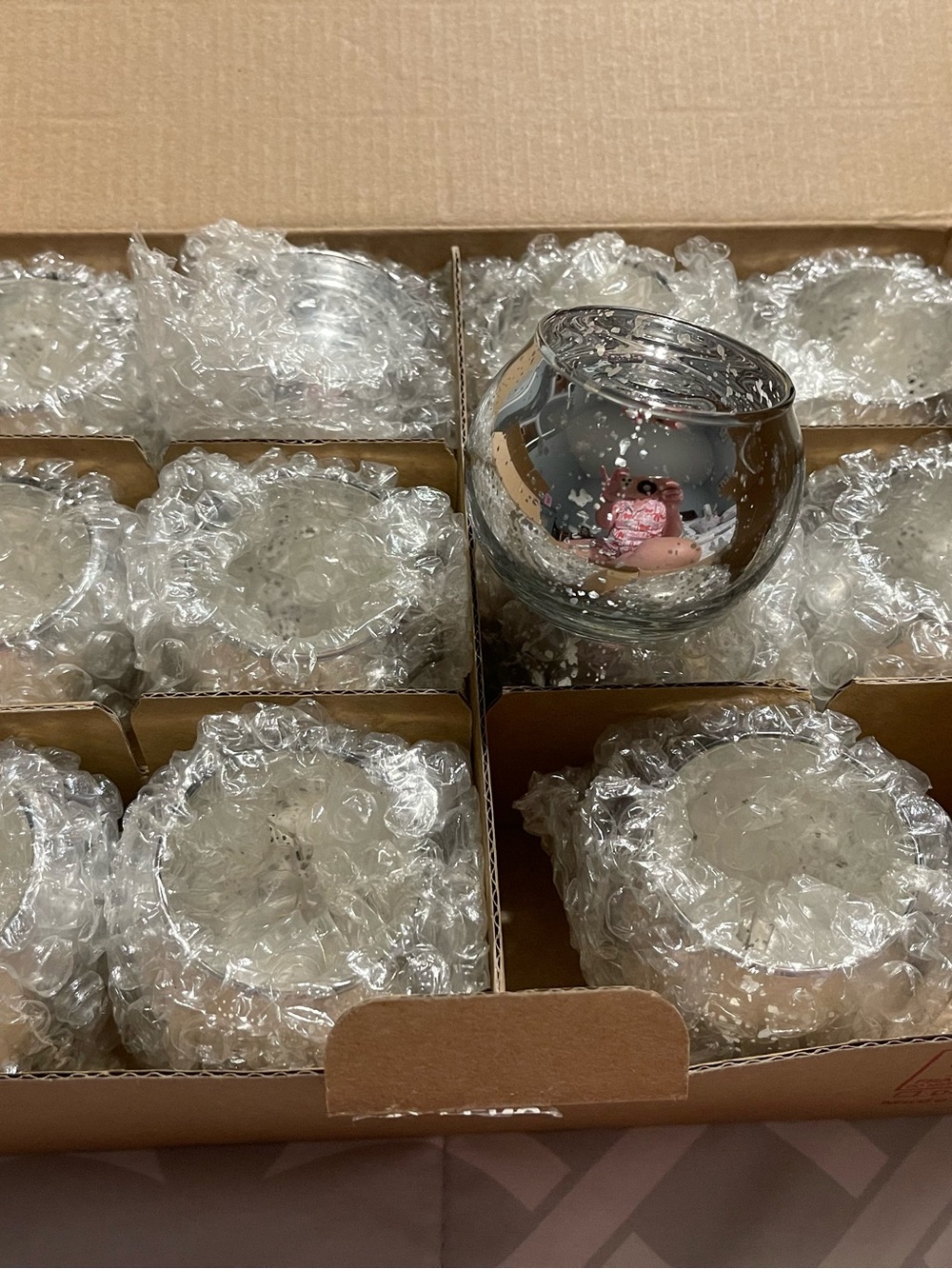 Silver Mercury Glass Tea Light Votive Set of 12 plus 12 tea lights